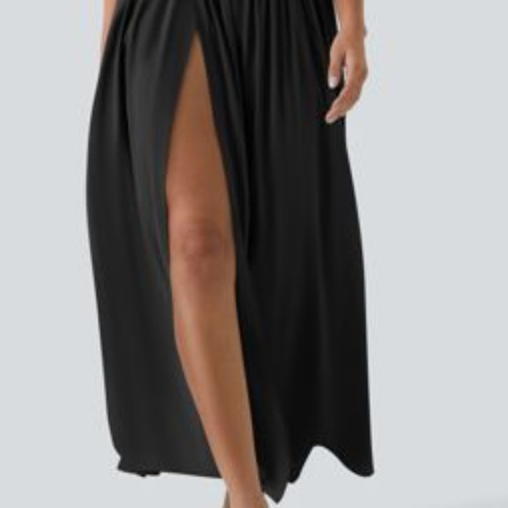 HALARA Black Maxi Skirt with High Front Slit